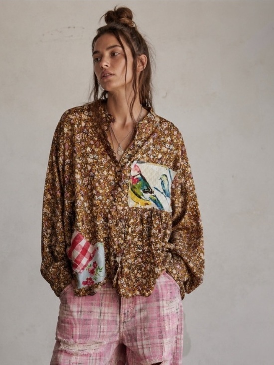Tops - Flowy patched blouse